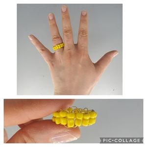 Yellow Beaded Ring